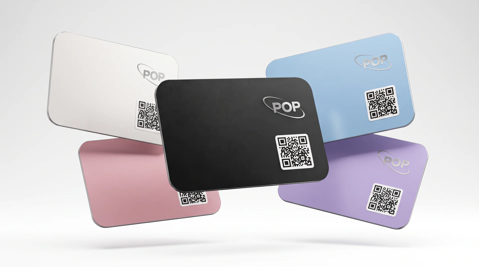 POP Phone Card collection in Black, Pearl, Blush, Sky, and Lavender